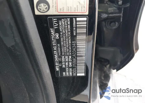 2012 Mercedes-Benz Cls 63 Amg z USA, uszkodzony, nr VIN WDDLJ7EB8CA034348